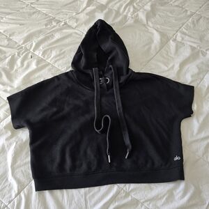Alo Black Short Sleeve Hoodie